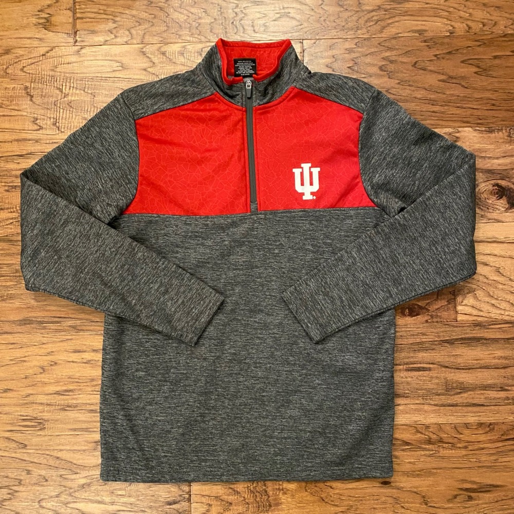 Colosseum Indiana Hoosiers Quarter Zip Pullover Mens Small Gray Red NCAA IU